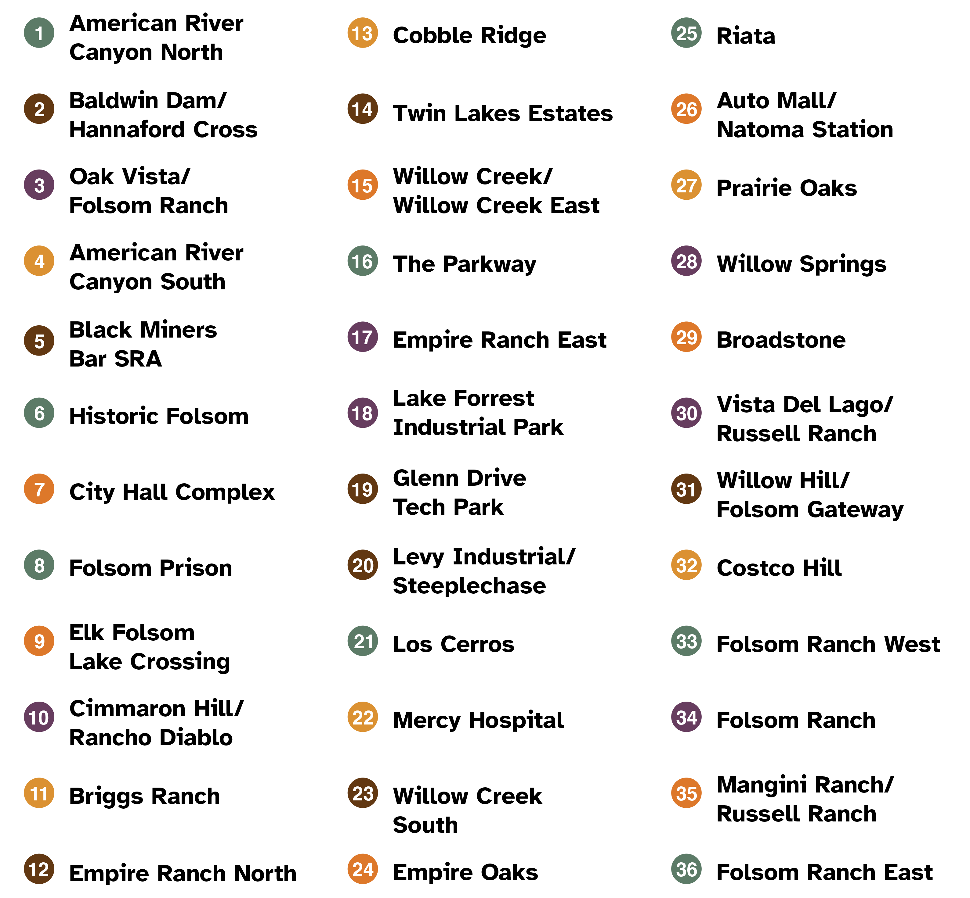 Map Legend for neighborhood zones (mapping to the evacuation zones)