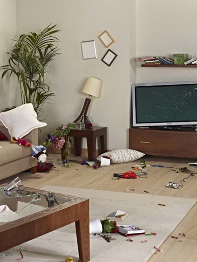 Earthquake damage in home